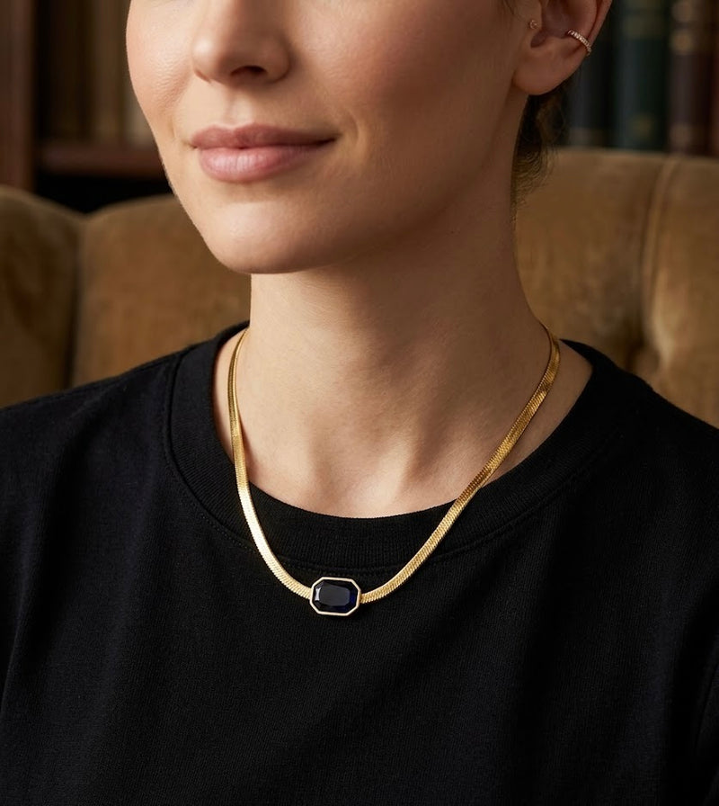 Black Enamel Logo necklace