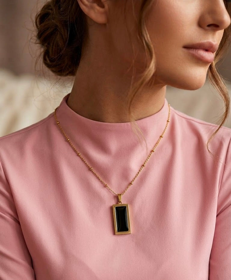 Rectangular slide Necklace(black)