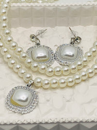 Cushion-Cut Pearl & Crystal Halo Set