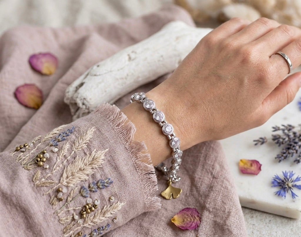 Lunar Halo Tennis Link Bracelet
