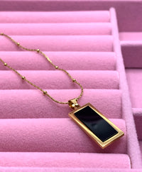 Rectangular slide Necklace(black)