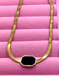 Black Enamel Logo necklace