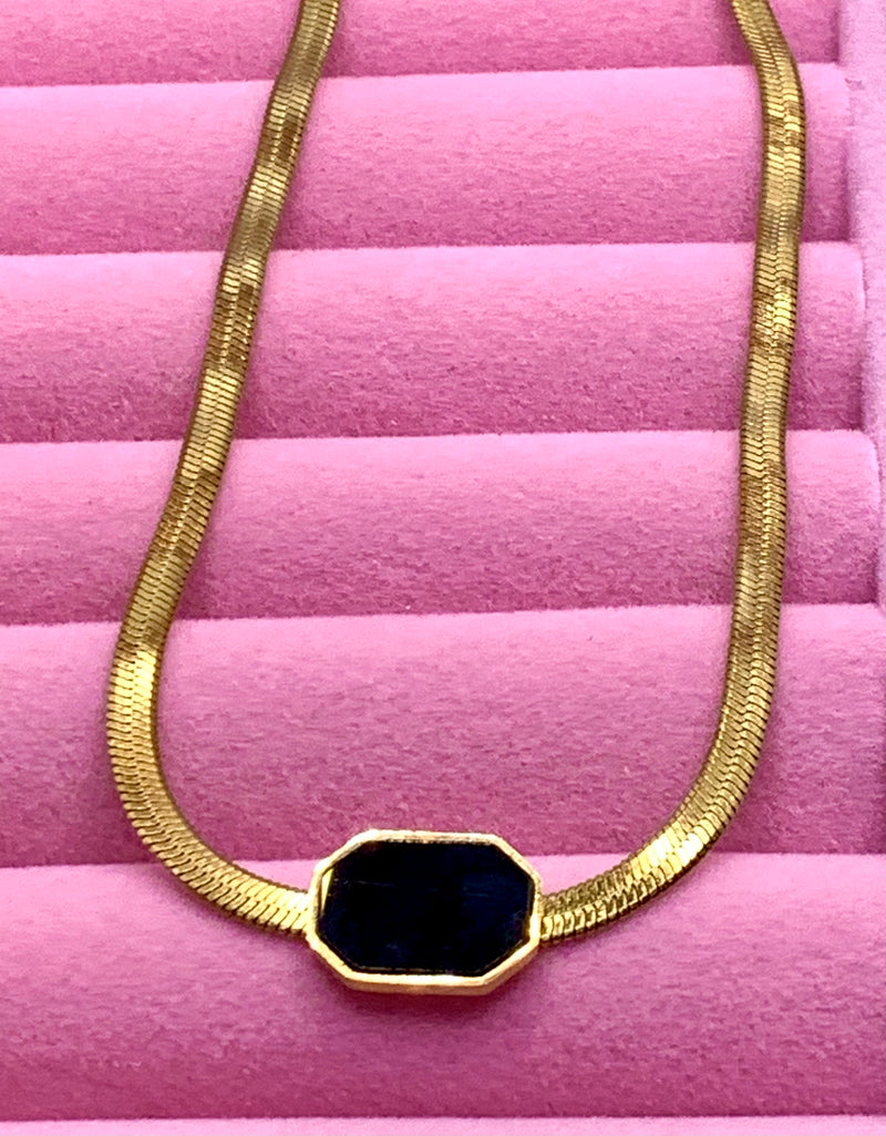 Black Enamel Logo necklace