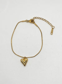 Golden Heart Charm Snake Chain Bracelet