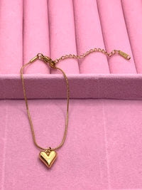 Golden Heart Charm Snake Chain Bracelet