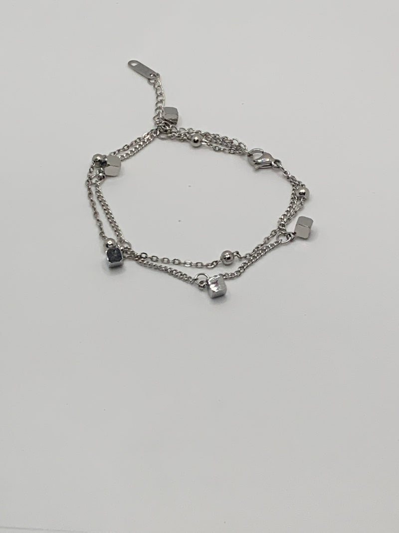 Geometric Cube Double-Chain Bracelet
