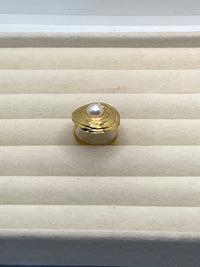 The Solar Pearl Textured Disc Ring