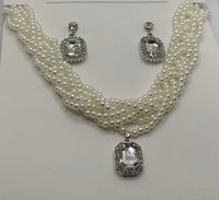 Double-Strand Marquise Pearl & Crystal Set