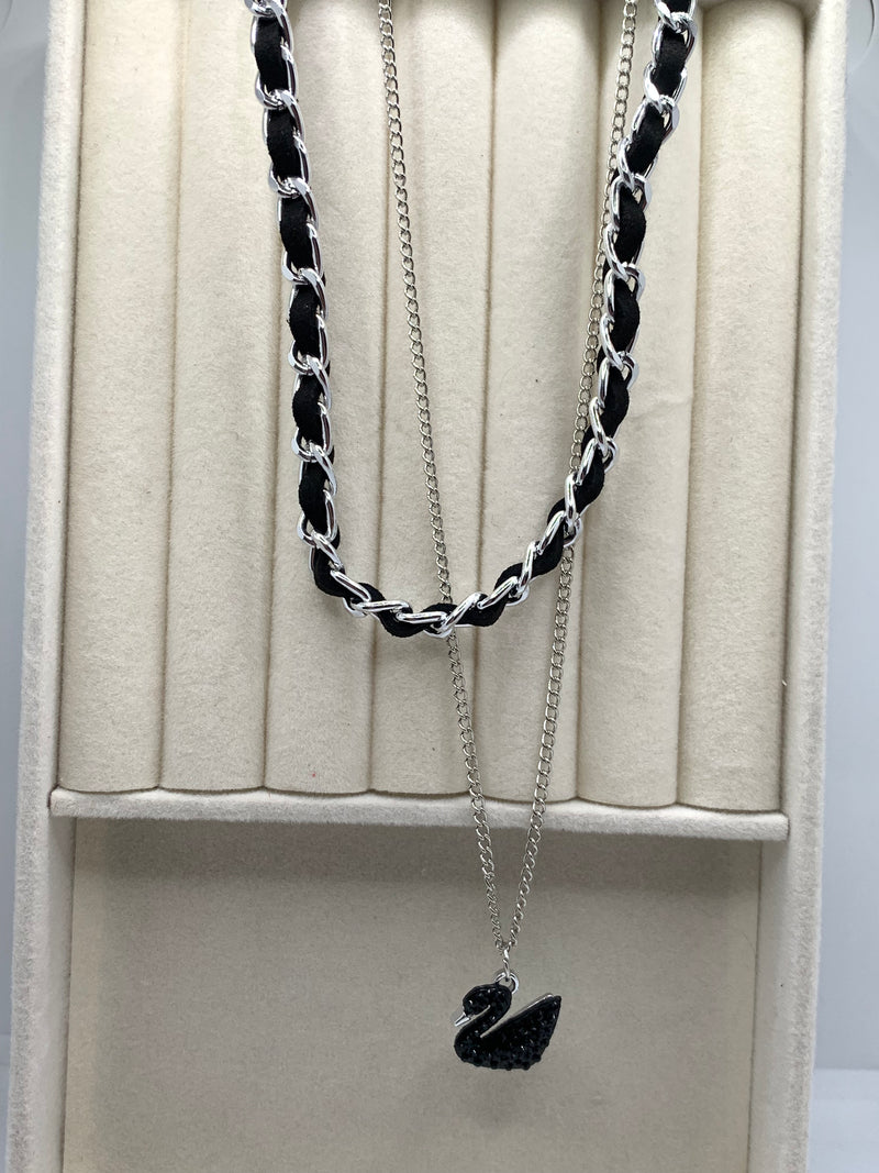 Noir Swan Layered Choker(silver)