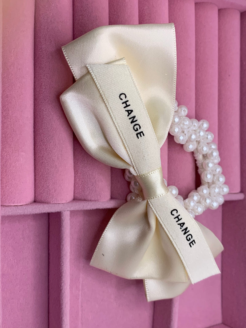 Pearl & Satin Bow(White)