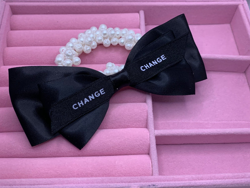 Pearl & Satin Bow(Black)