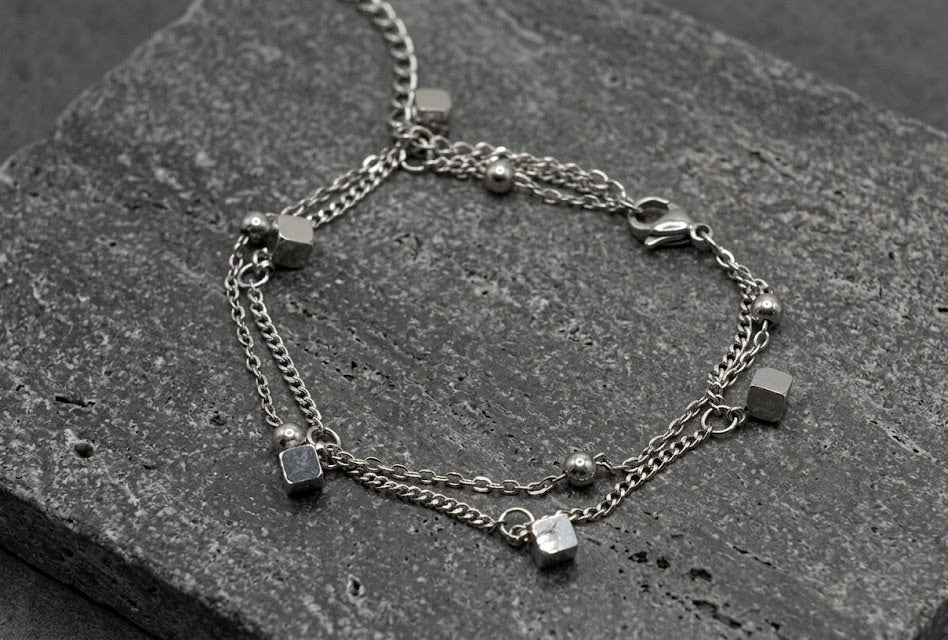 Geometric Cube Double-Chain Bracelet